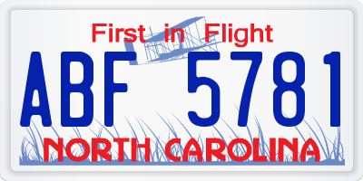 NC license plate ABF5781