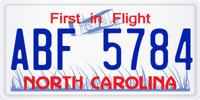 NC license plate ABF5784