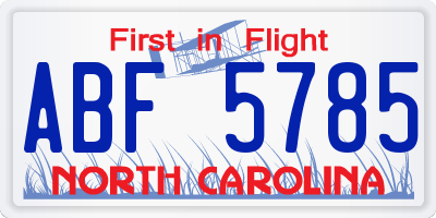 NC license plate ABF5785