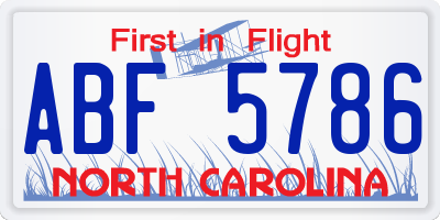 NC license plate ABF5786