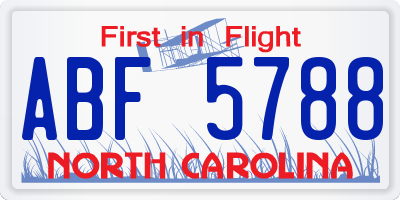 NC license plate ABF5788