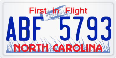 NC license plate ABF5793
