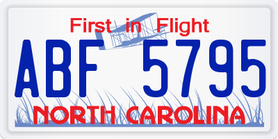 NC license plate ABF5795