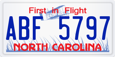 NC license plate ABF5797