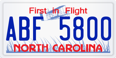 NC license plate ABF5800