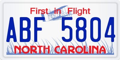 NC license plate ABF5804