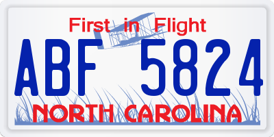 NC license plate ABF5824