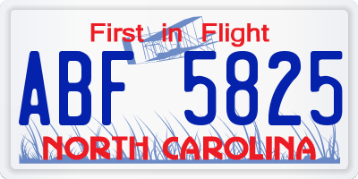 NC license plate ABF5825