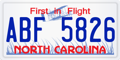 NC license plate ABF5826