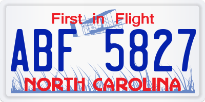 NC license plate ABF5827