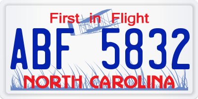 NC license plate ABF5832