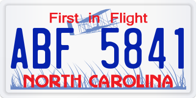 NC license plate ABF5841