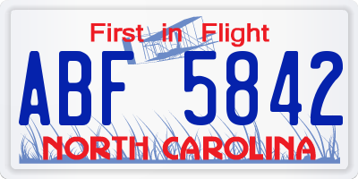 NC license plate ABF5842
