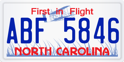NC license plate ABF5846