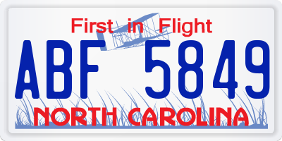 NC license plate ABF5849