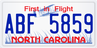 NC license plate ABF5859