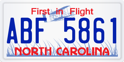 NC license plate ABF5861