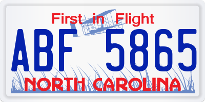 NC license plate ABF5865