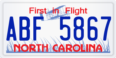 NC license plate ABF5867