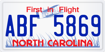 NC license plate ABF5869