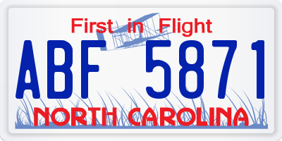 NC license plate ABF5871