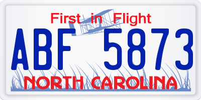 NC license plate ABF5873