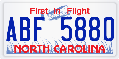 NC license plate ABF5880