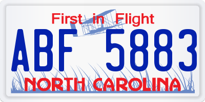 NC license plate ABF5883