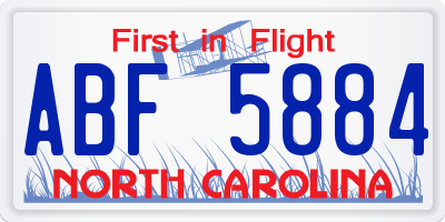NC license plate ABF5884