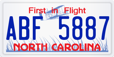 NC license plate ABF5887