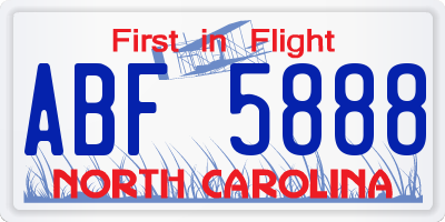 NC license plate ABF5888