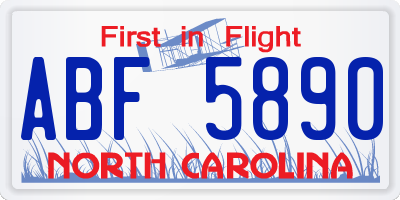 NC license plate ABF5890