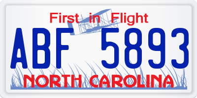 NC license plate ABF5893