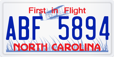 NC license plate ABF5894
