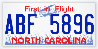 NC license plate ABF5896