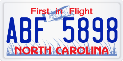 NC license plate ABF5898