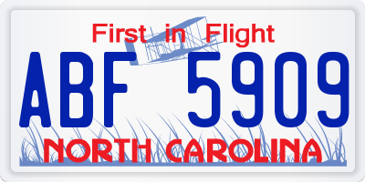 NC license plate ABF5909