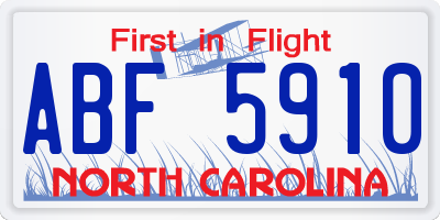 NC license plate ABF5910