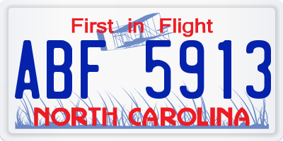 NC license plate ABF5913