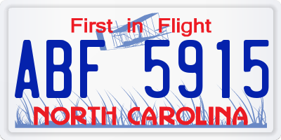 NC license plate ABF5915