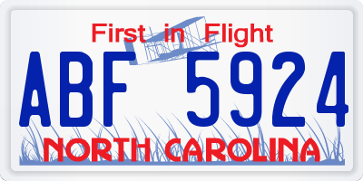 NC license plate ABF5924