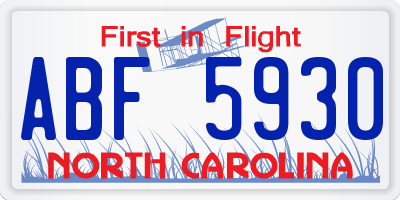 NC license plate ABF5930