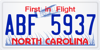 NC license plate ABF5937