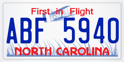 NC license plate ABF5940