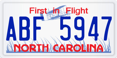 NC license plate ABF5947