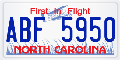 NC license plate ABF5950