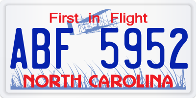 NC license plate ABF5952