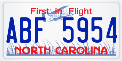 NC license plate ABF5954