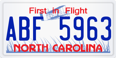 NC license plate ABF5963