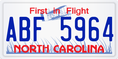 NC license plate ABF5964